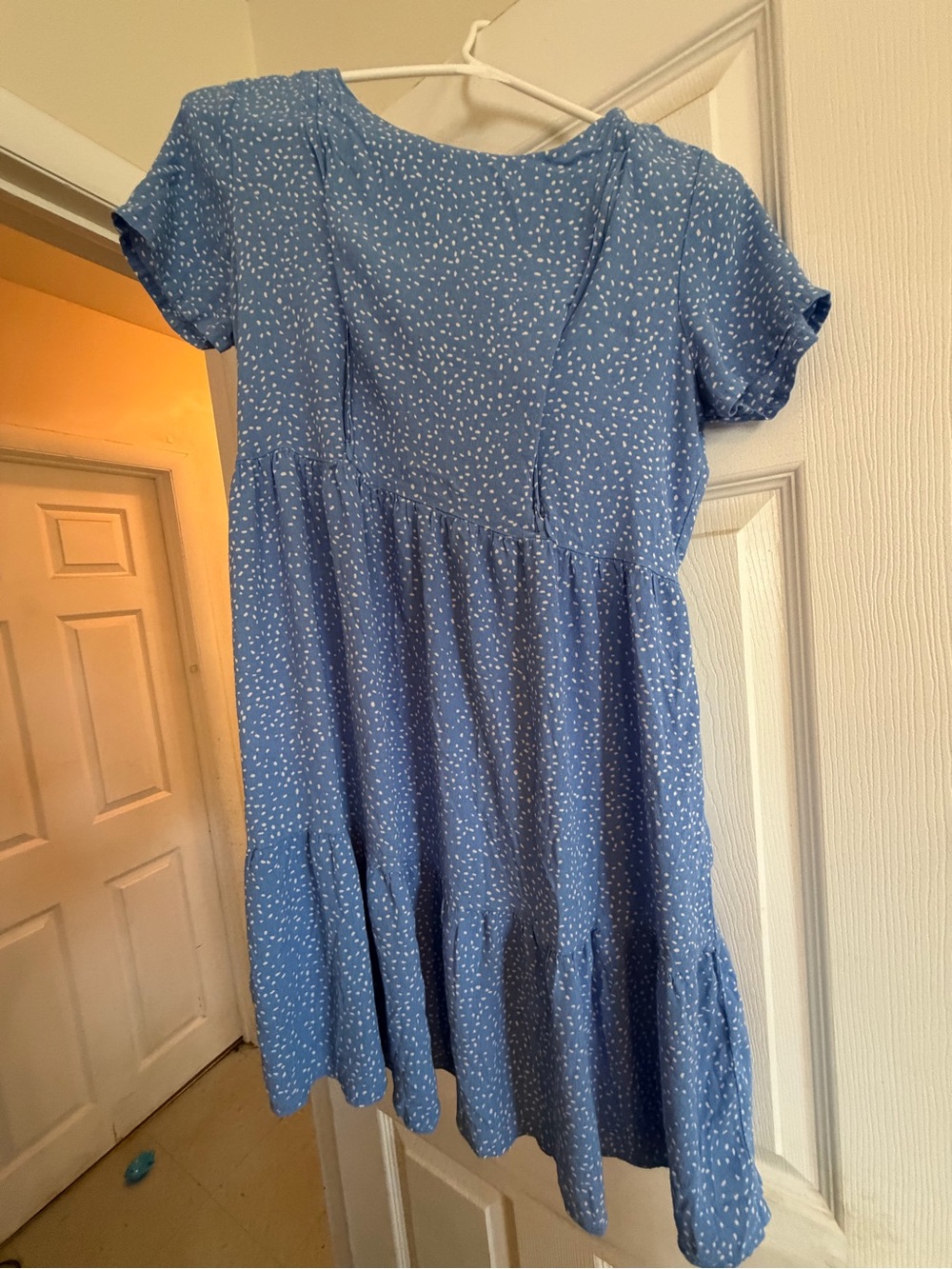 Seraphine Blue Short Sleeve Tiered Mini Dress